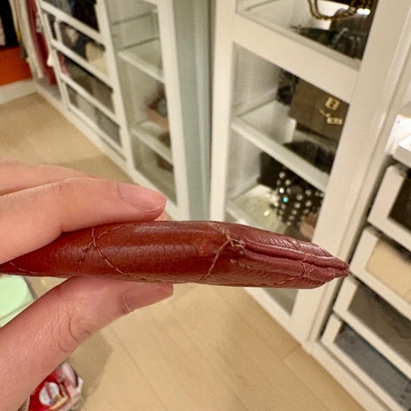 CHANEL Leather Card Holder - Burgundy with Silver CC - Picture 4 of 6